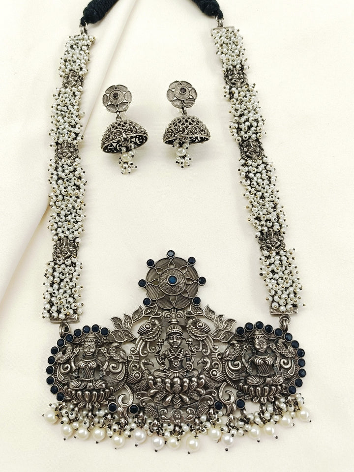 Joshika White Pearl Oxidized Necklace Set