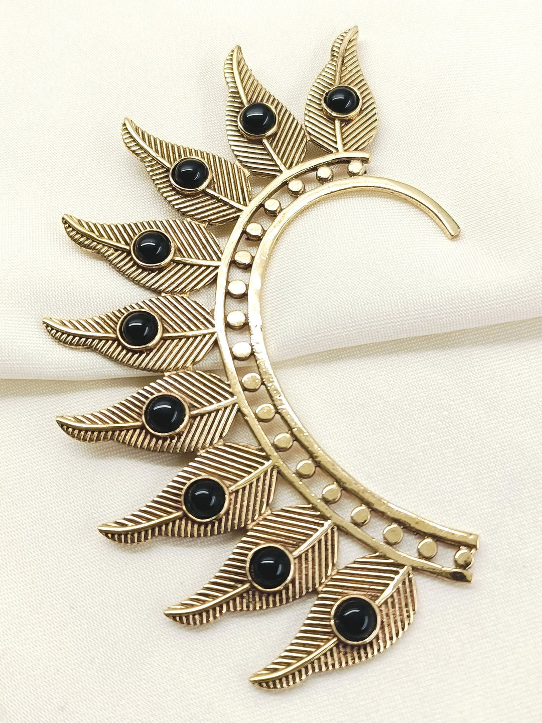 Surbh Black Men’s Gold Feather Earcuff - Men&