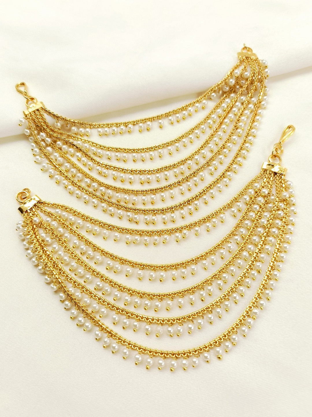 Kinjal Golden Traditional Ear Chain - Gold-Plated Brass