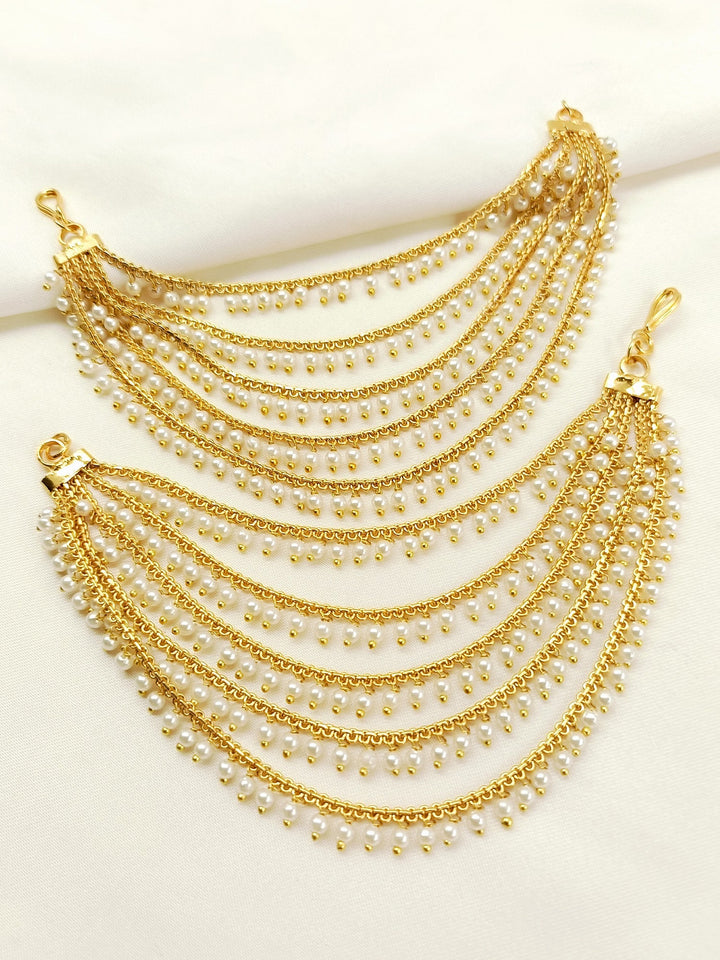 Kinjal Golden Traditional Ear Chain - Gold-Plated Brass