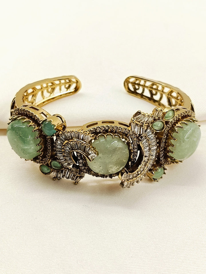 Monjima Mint Green Victorian Bracelet - Antique Gold-Plated