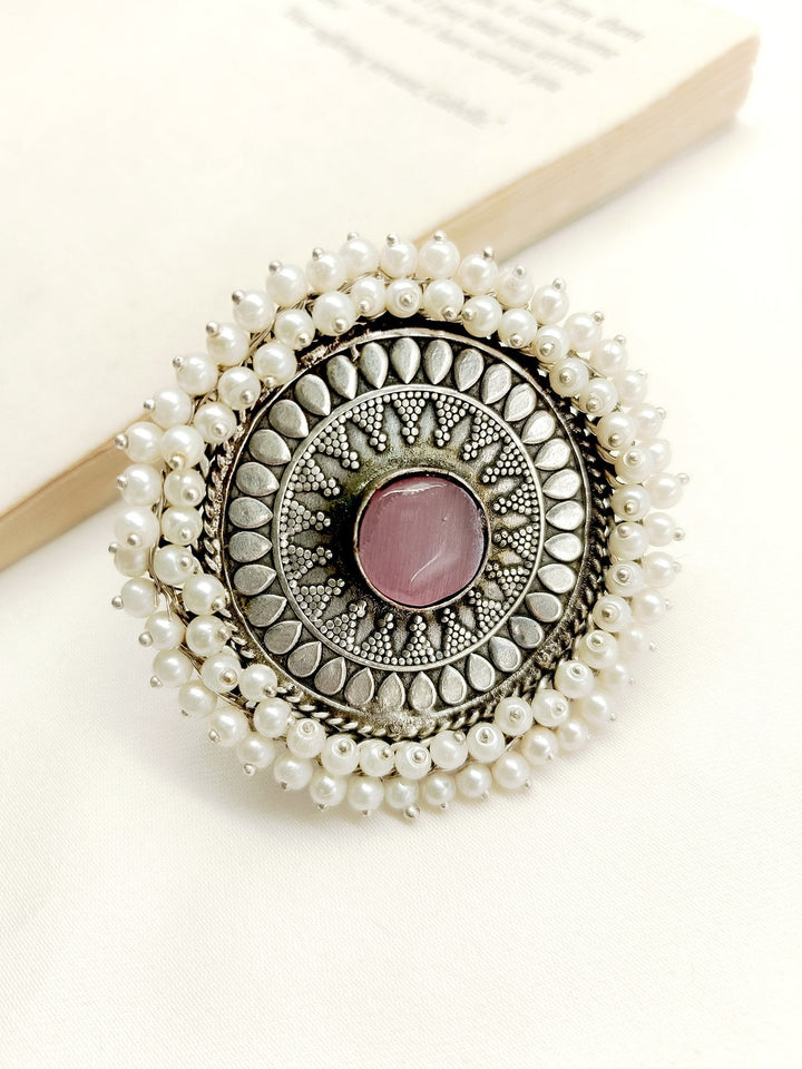 Shireen Baby Pink Oxidized Finger Ring