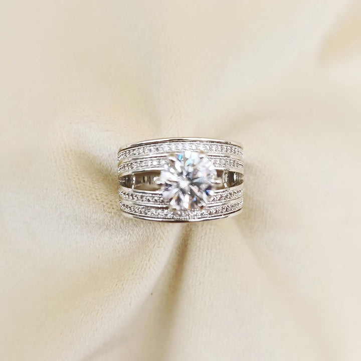 Leela Diamond Silver Plated Ring