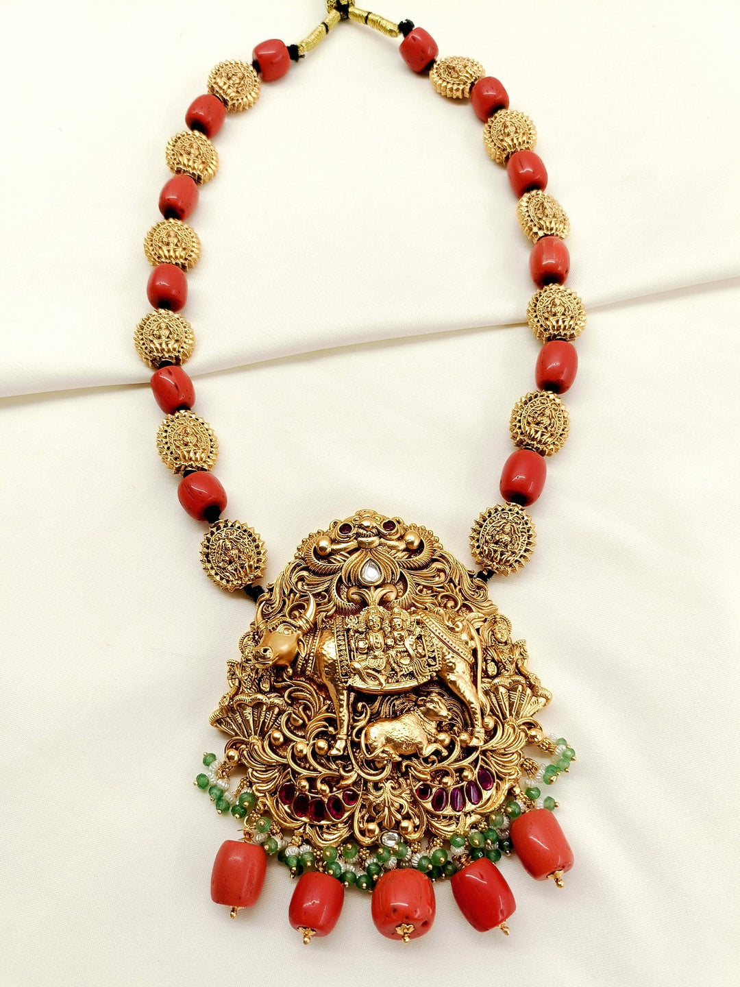 Atkarsh Coral Nandi Beads Neckpiece