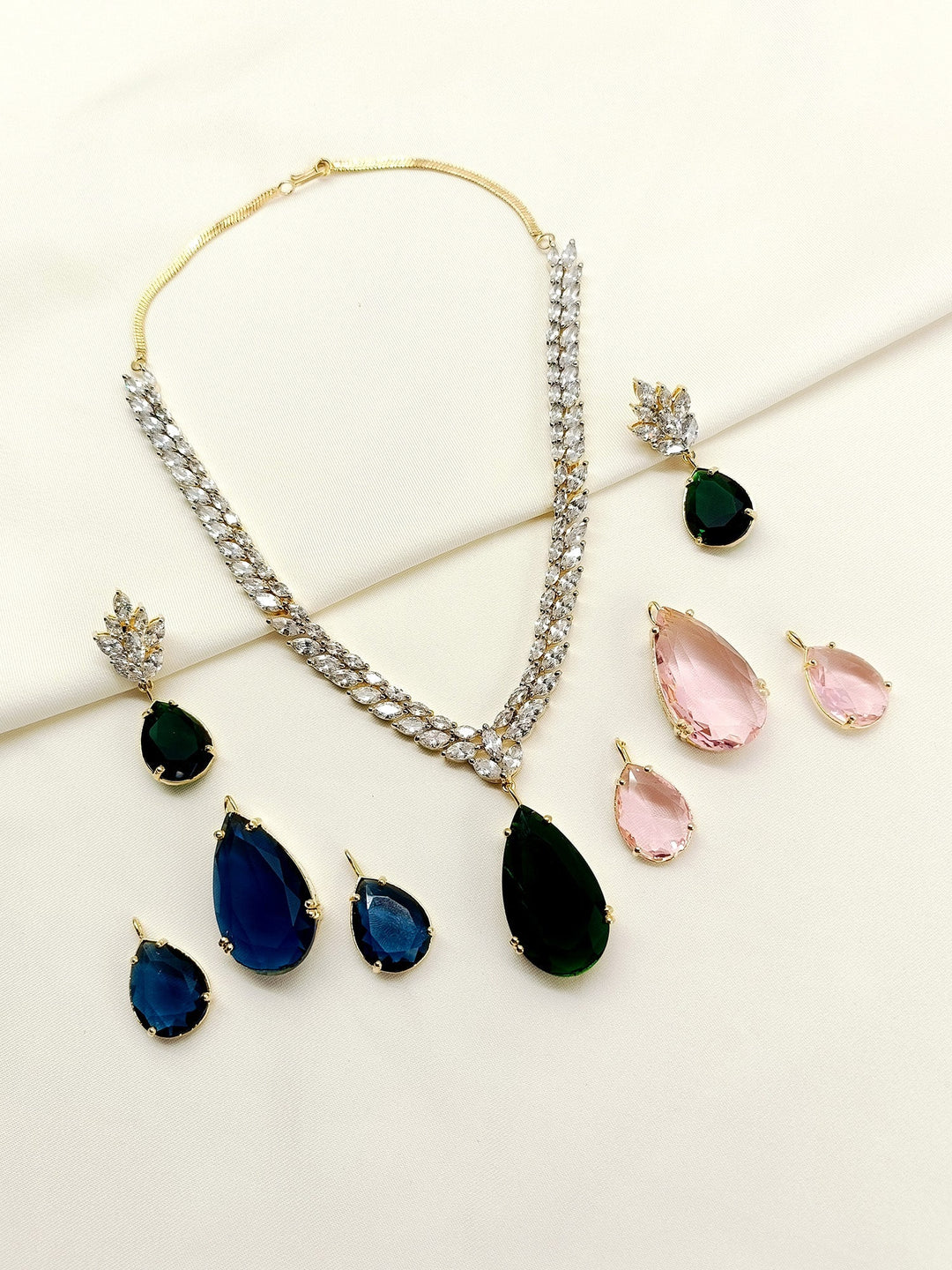 Tinsley Multi Colour American Diamond Necklace Set