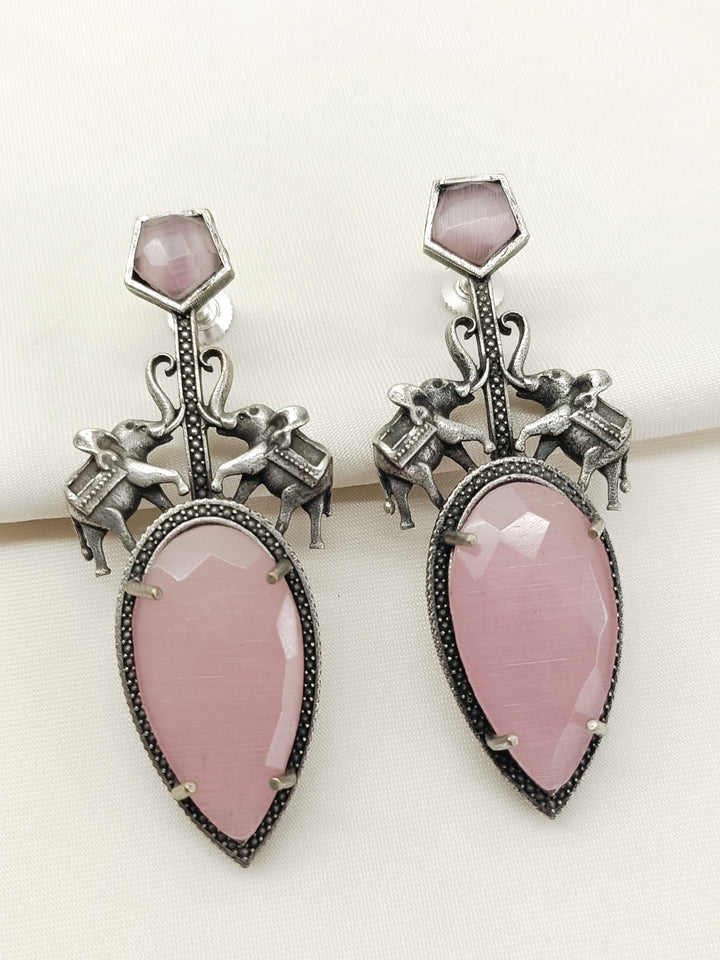 Warda Baby Pink Oxidized Earring