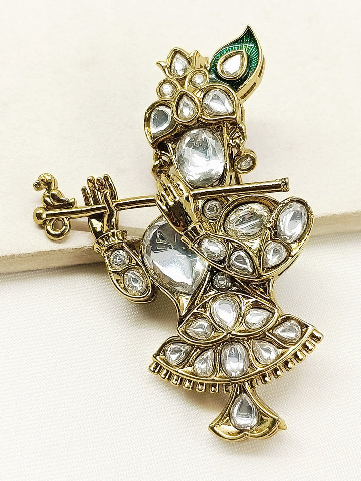 Dakshit White Krishna Ji Brooch