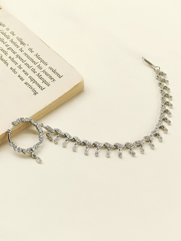 Gitika White American Diamond Nath