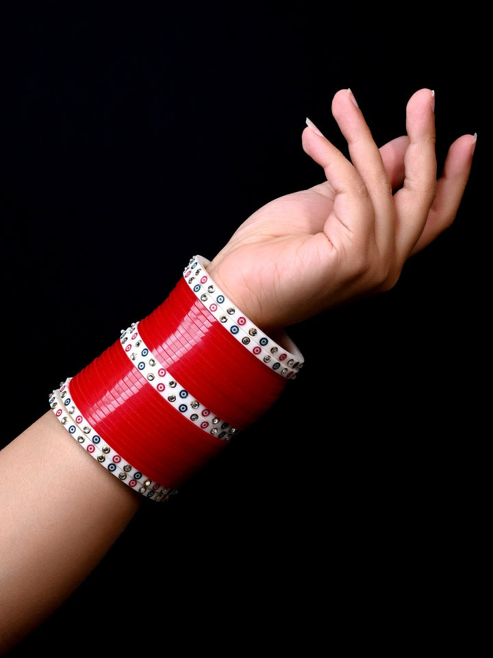 Hanisha Traditional Red And White Bangle Punjabi Chura