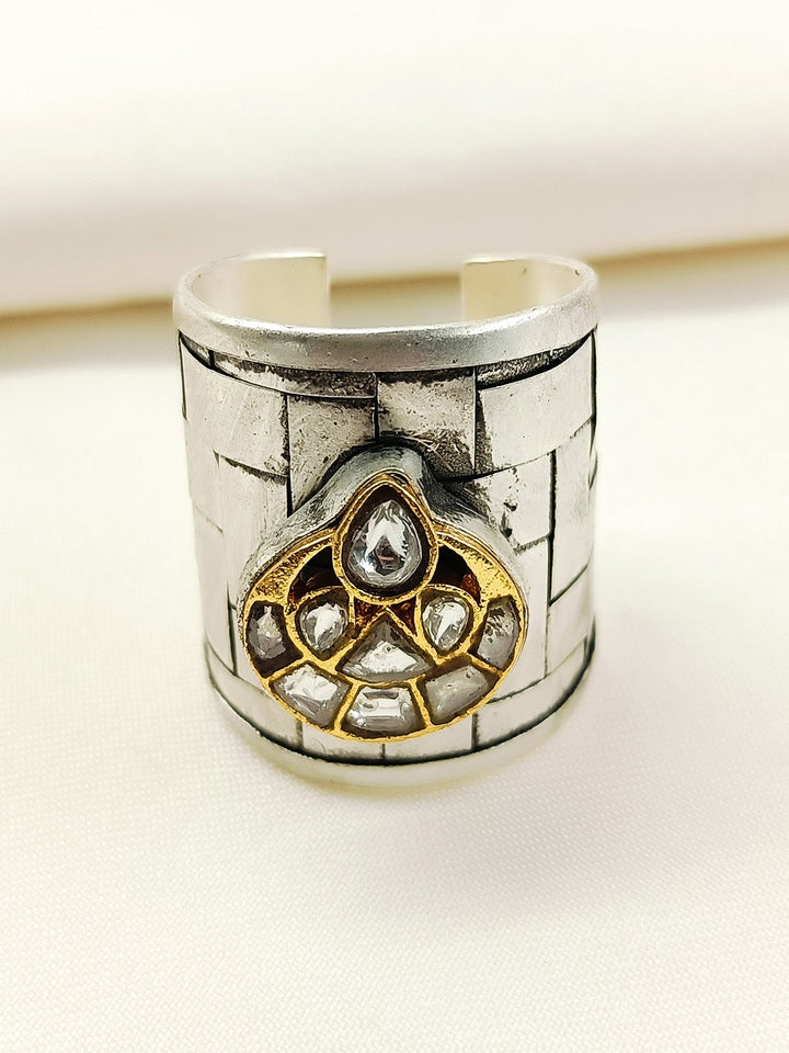 Kavyaan White Oxidized Finger Ring