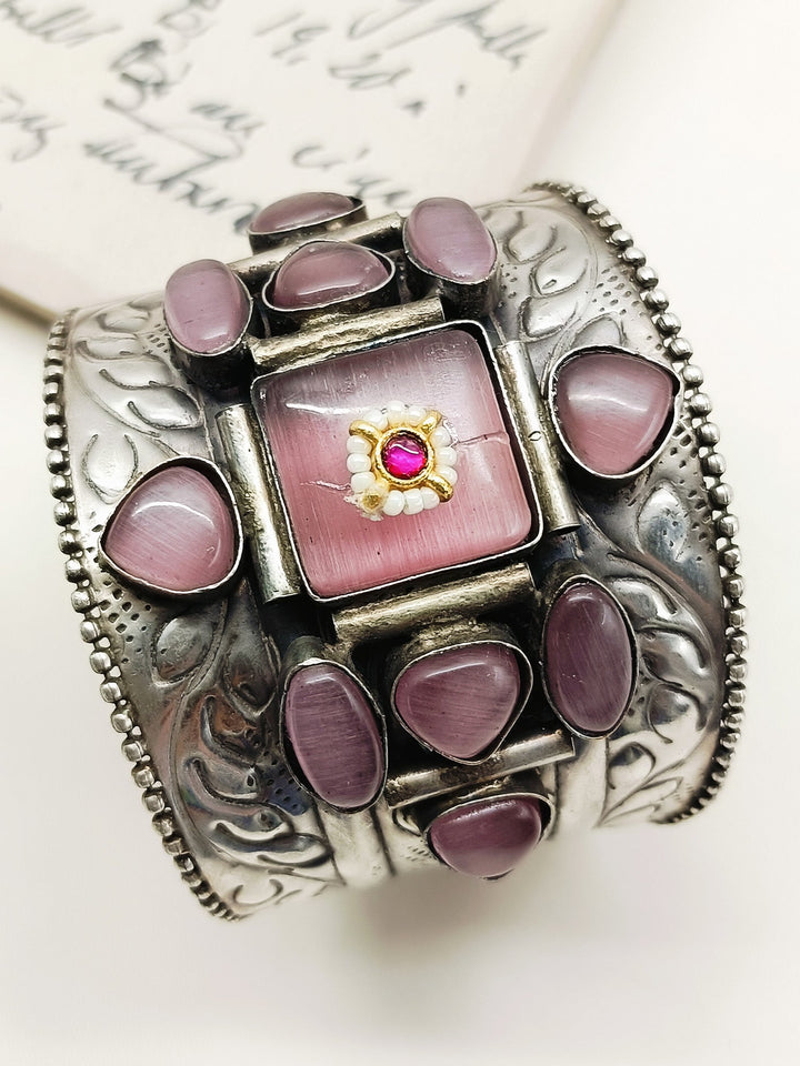 Nazia Baby Pink Oxidized Bracelet