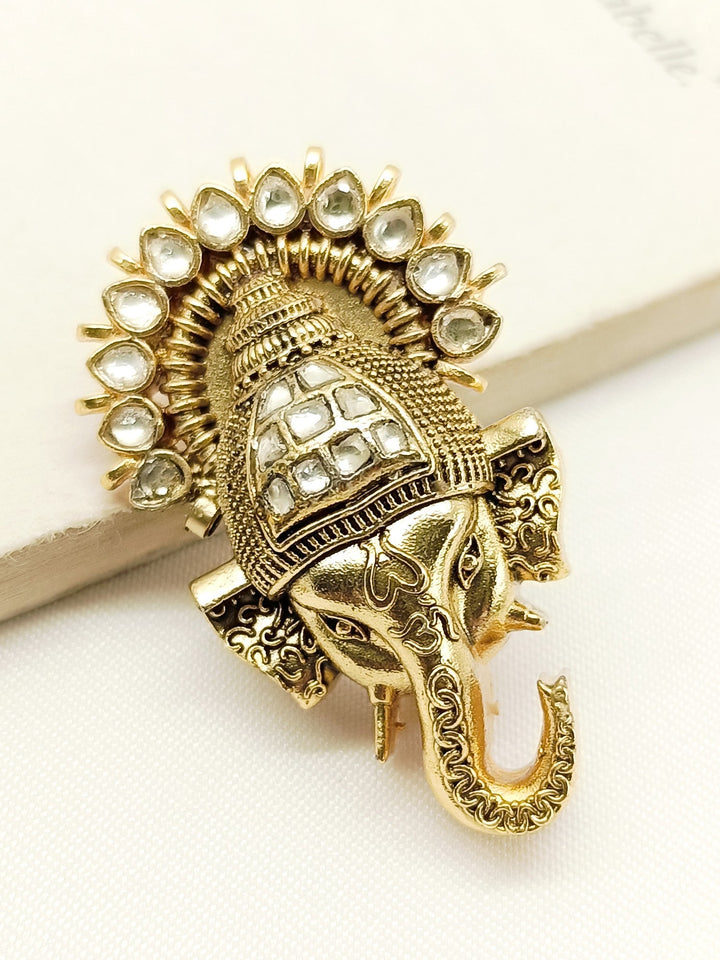 Netra White Ganesh Ji Brooche