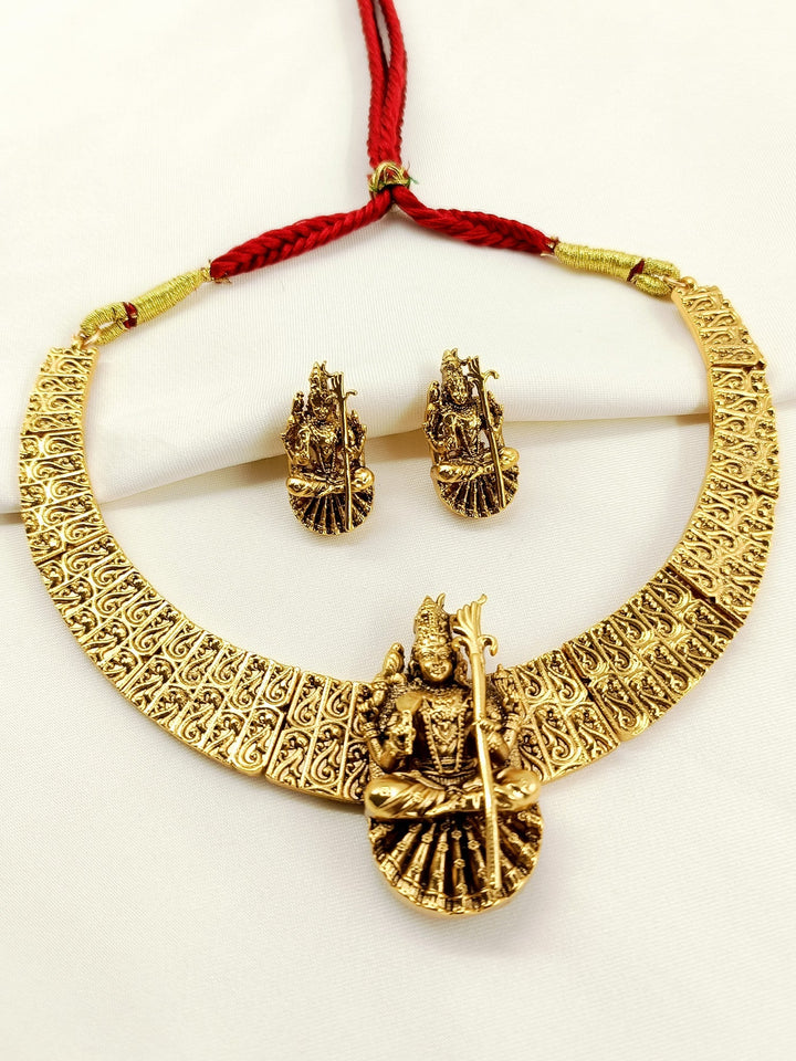 Swaragini Plain Antique Choker Set - Gold Plating Necklace