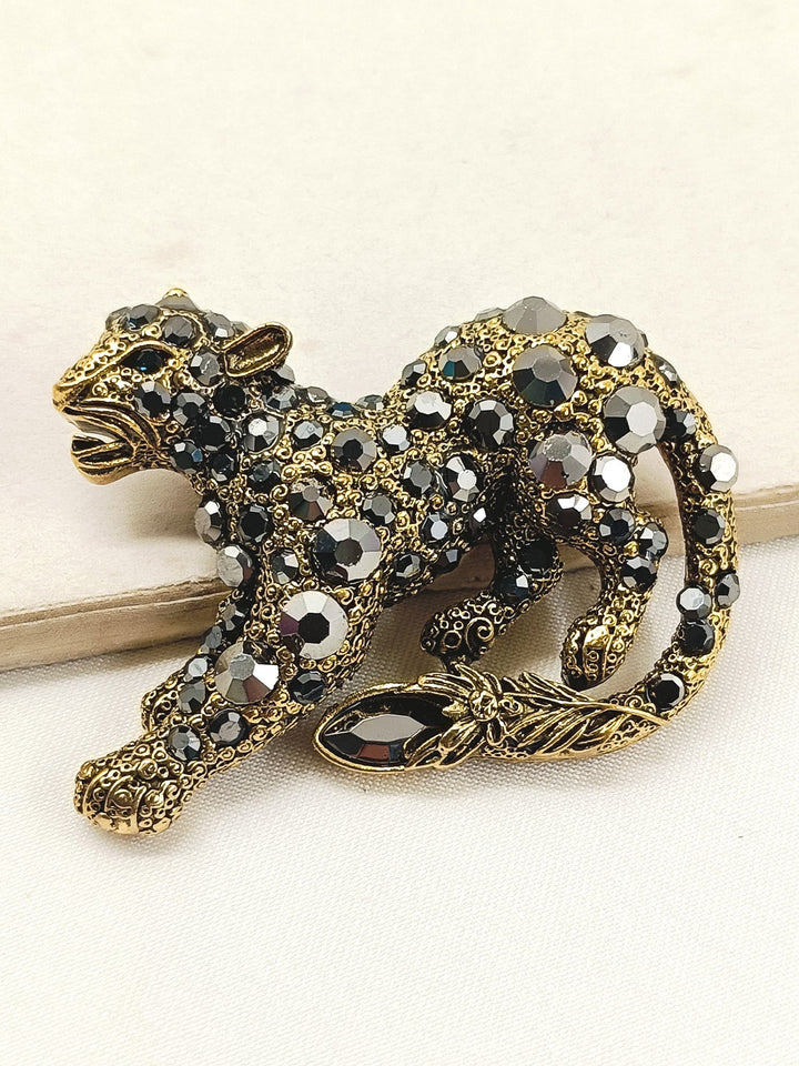 Vibhav Golden Tiger Men's Brooch