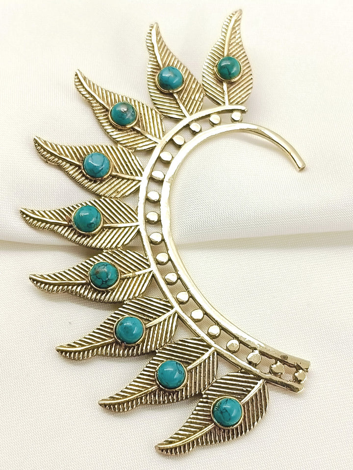 Faridh Men’s Turquoise Feather Earcuff - Ear Cuff for Men