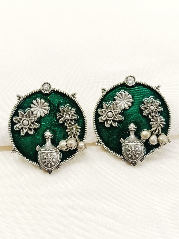 Shyamali Green Oxidized Tops