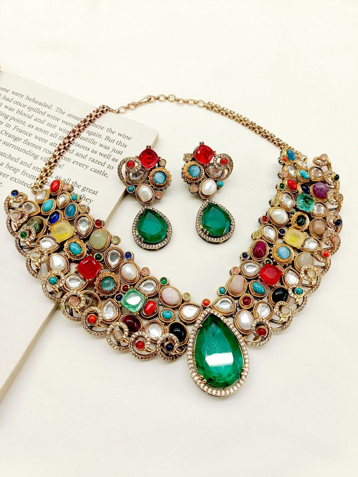 Nutan Navaratna Victorian Necklace Set