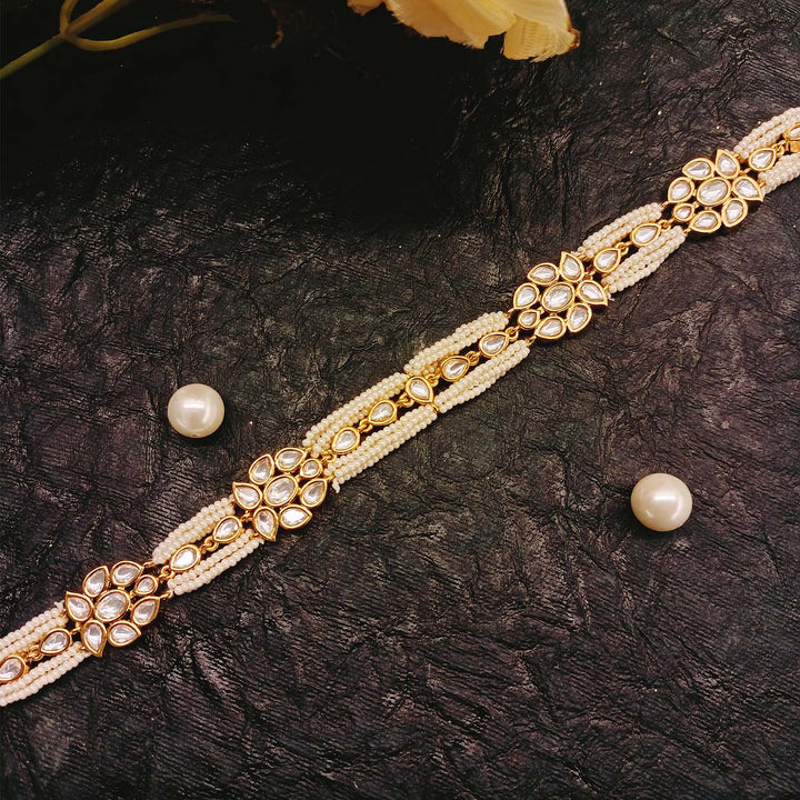 Shamita Pearls White Gold Plated Kundan Sheesh Phool