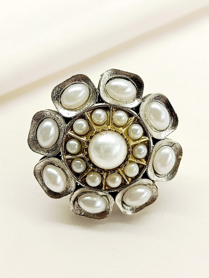 Shruti White Oxidized Finger Ring