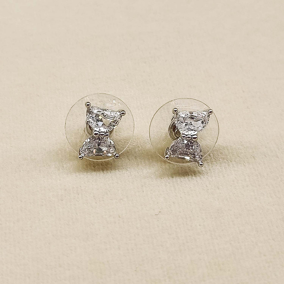 Gurpreet American Diamond Silver Plated Beautiful Stud