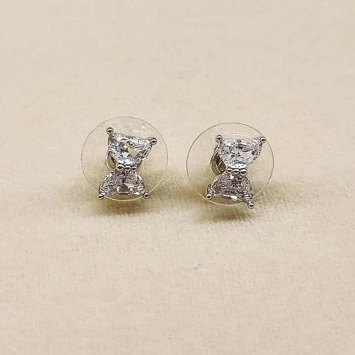 Gurpreet American Diamond Silver Plated Beautiful Stud