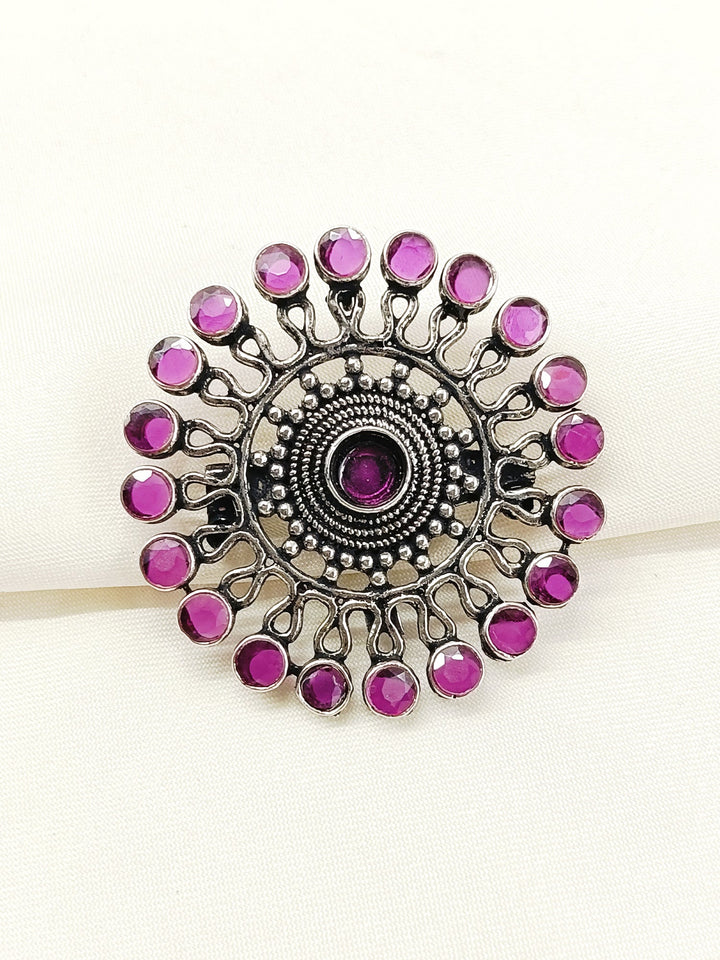Advay Ruby Oxidized Brooch