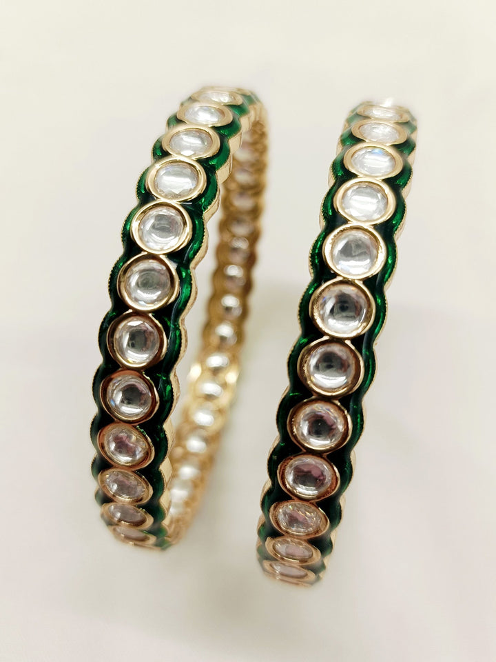 Aapshi Green Kundan Bangle