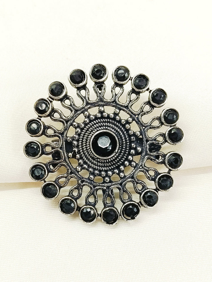 Advik Black Oxidized Brooch