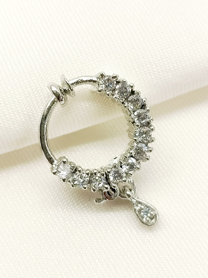 Dishani White American Diamond Nath