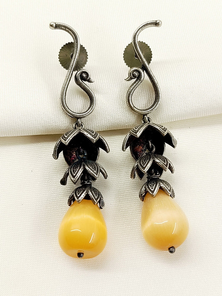 Abhilasha Yellow Oxidized Jhumki - Earrings Brass