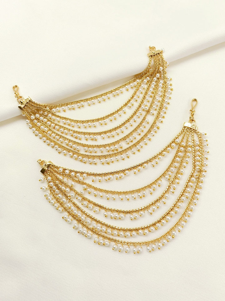 Hemal White Pearl Traditional Ear Chain