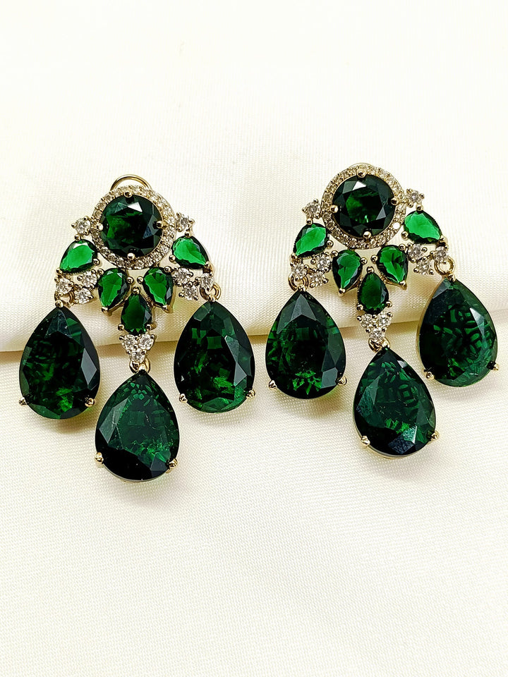 Rosalie Green Victorian Earring - Antique Gold Plating