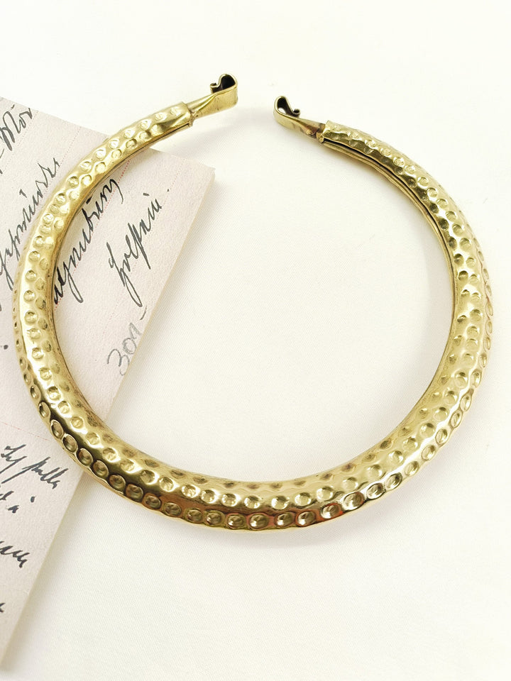Puneet Golden Hammered Thick Hasli Styled Men's Neckpiece