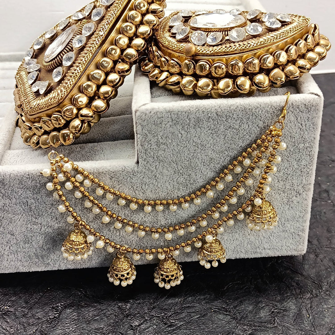 Adaa Gold Plated Off White Ear Chain