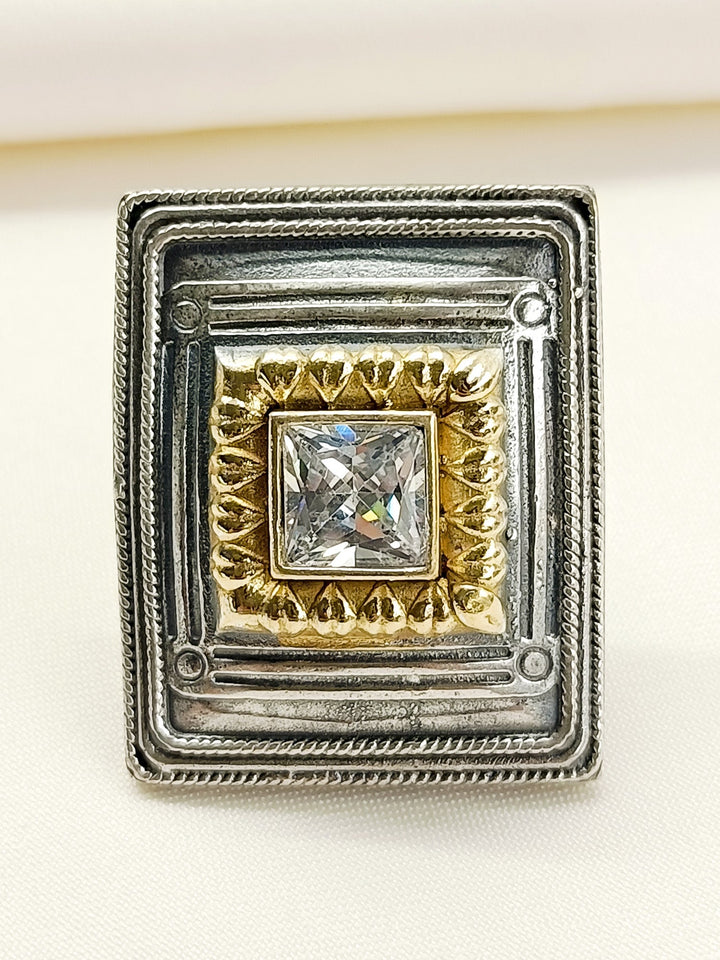 Anzlehika White Oxidized Finger Ring