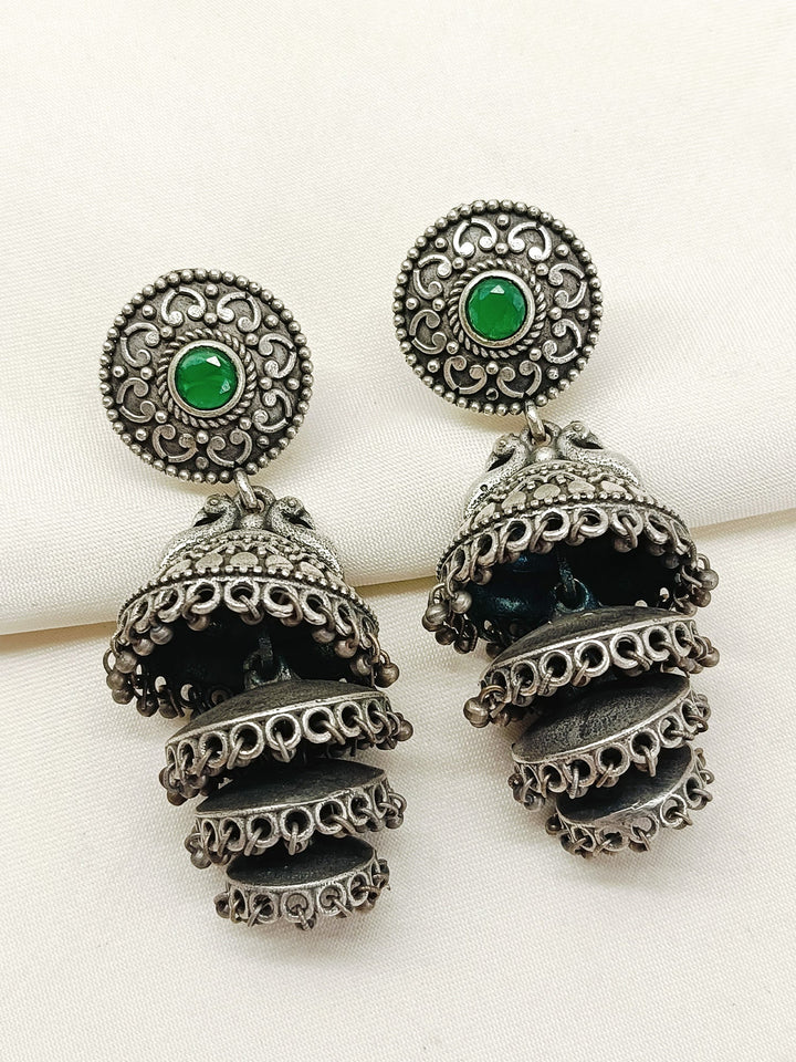 Lipi Green Oxidized Jhumki
