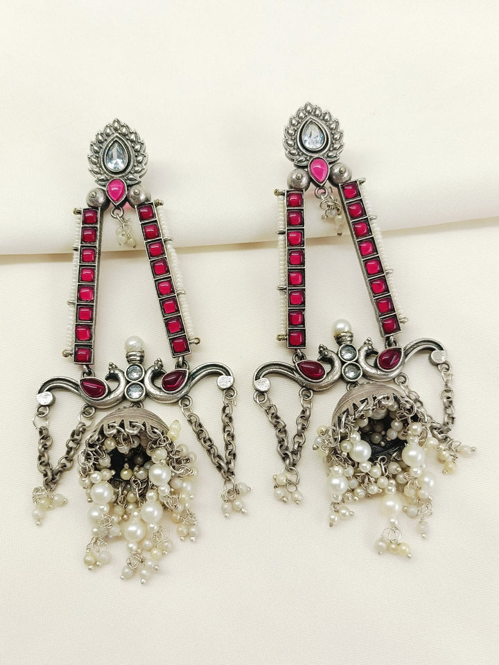 Eiliyah Majenta Oxidized Jhumki