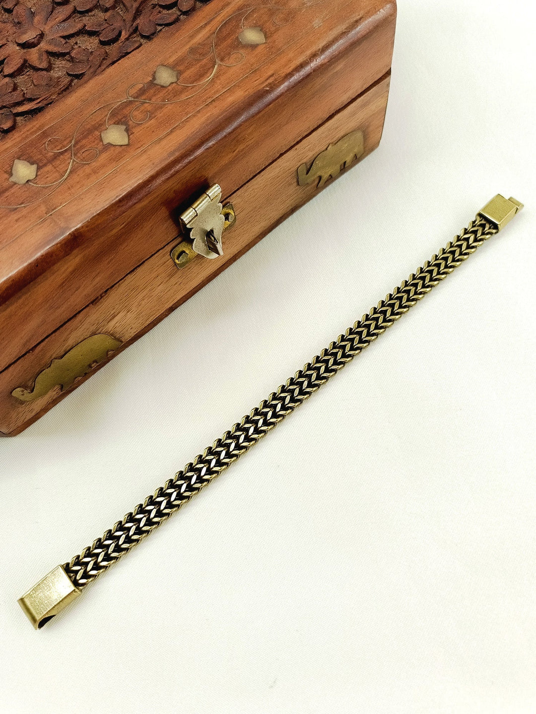 Zehaan Antique Gold Woven Herringbone Men&