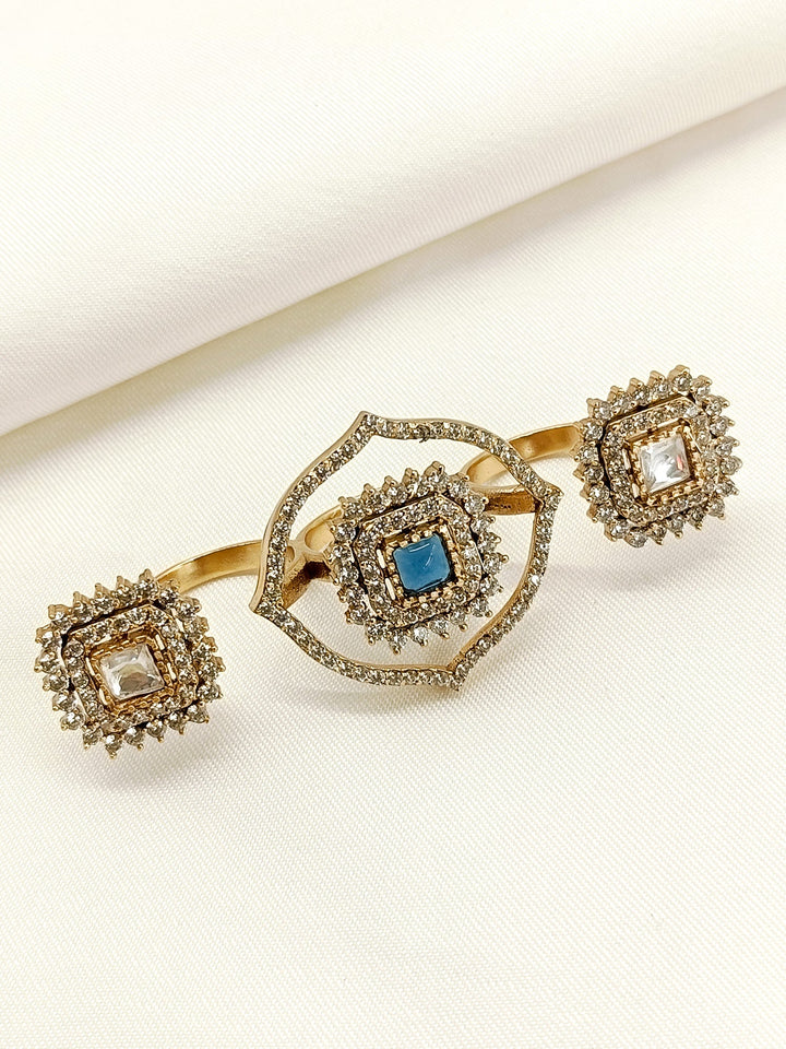 Aabharana Navy Blue American Diamond Finger Ring