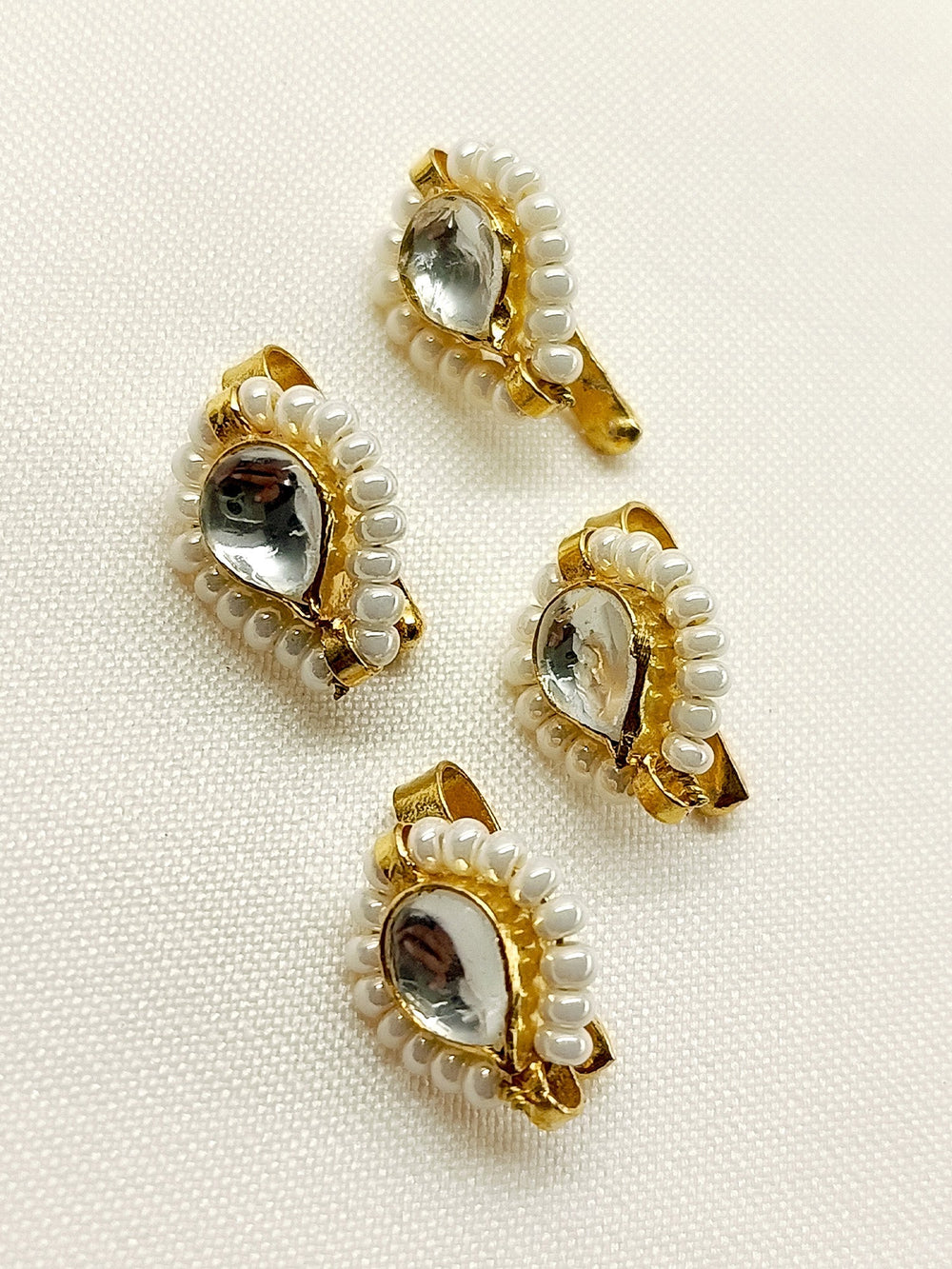 Sai Small Size White Kundan Ear Cuff [4 Piece]