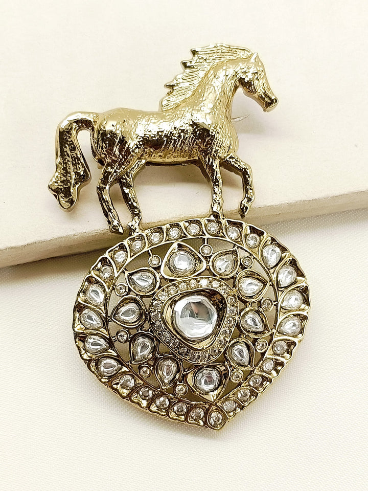 Atharva White Horse Brooch
