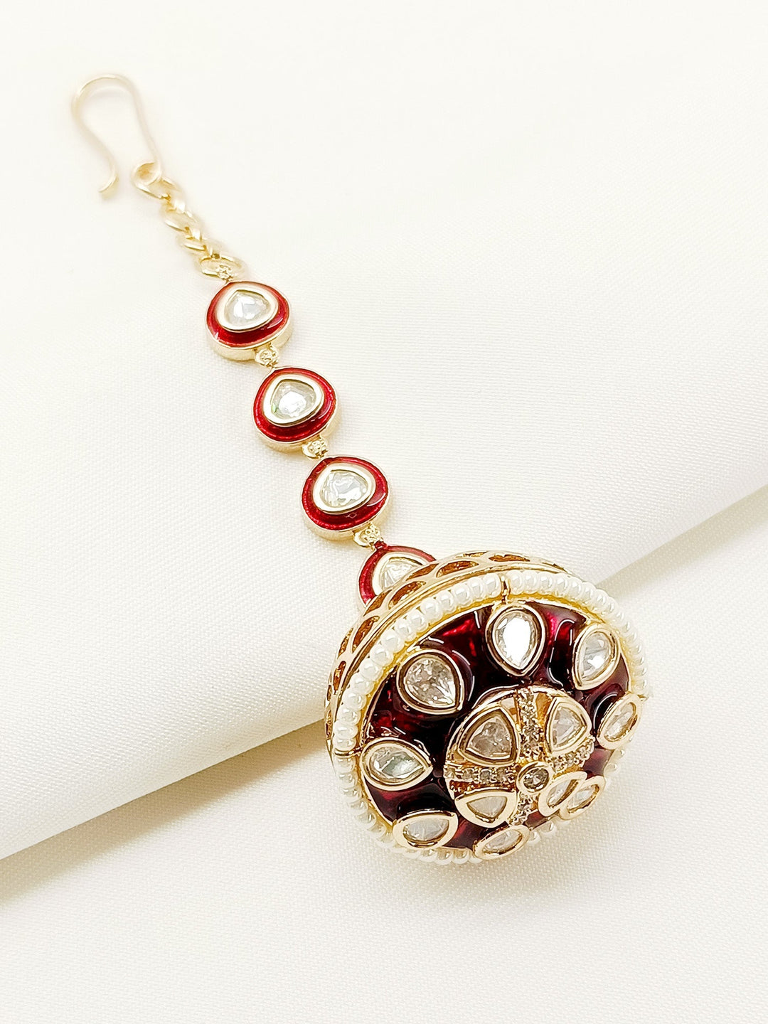 Vishakha Maroon Kundan Borla