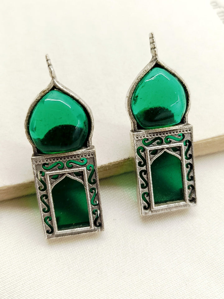 Benazir Green German Silver Oxidized Tops