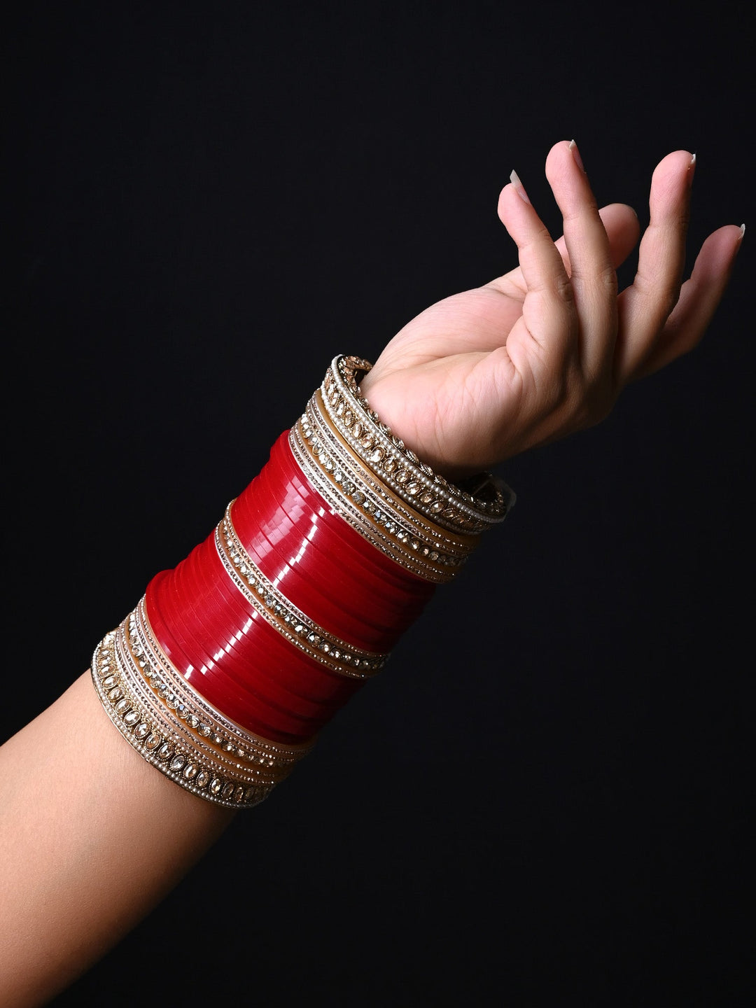 Shiza Maroon Bangle With Copper Stone Work Kada's Punjabi Chura