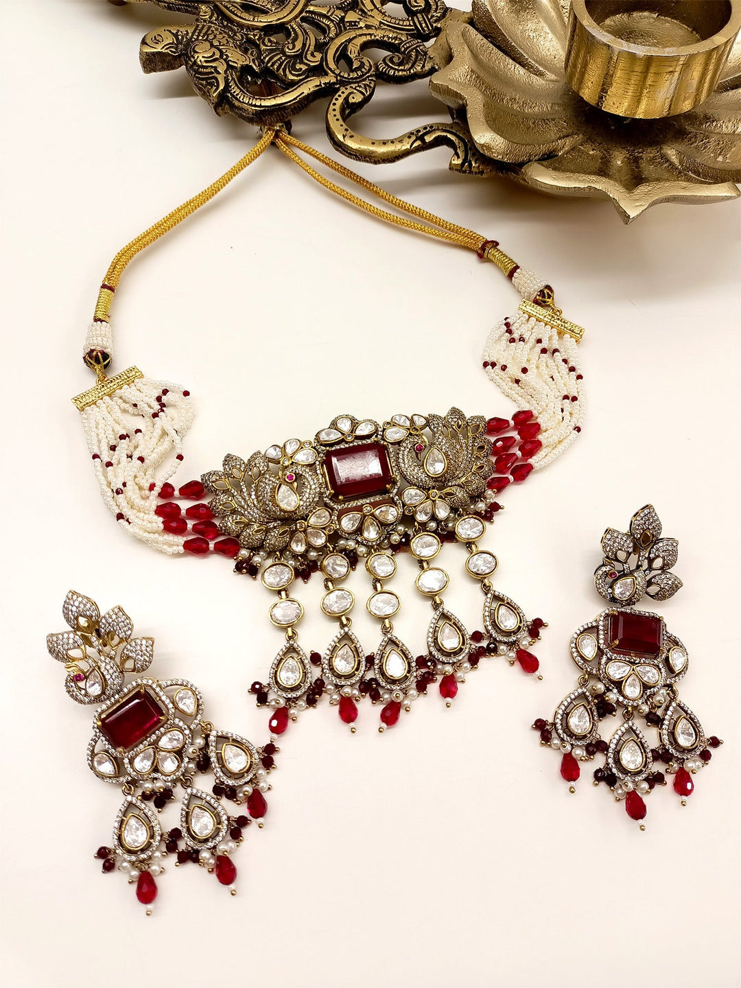 Haripriya Ruby Kundan Polki Choker Set