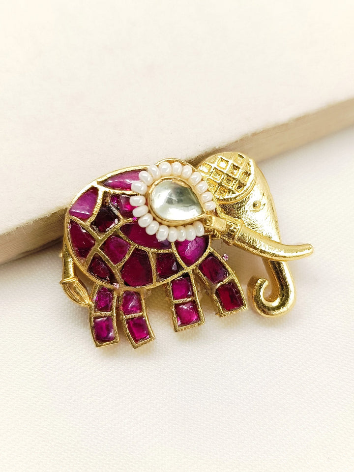 Maisa Ruby Elephant Brooche