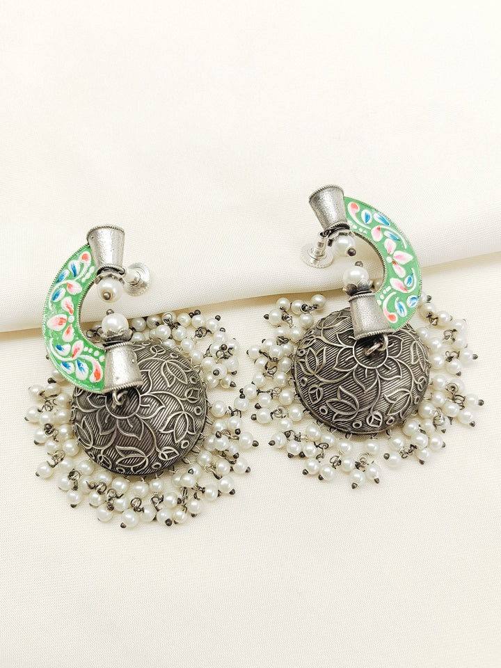 Atisha Green Oxidized Jhumki