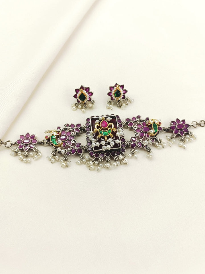 Camila Ruby Oxidized Choker Set