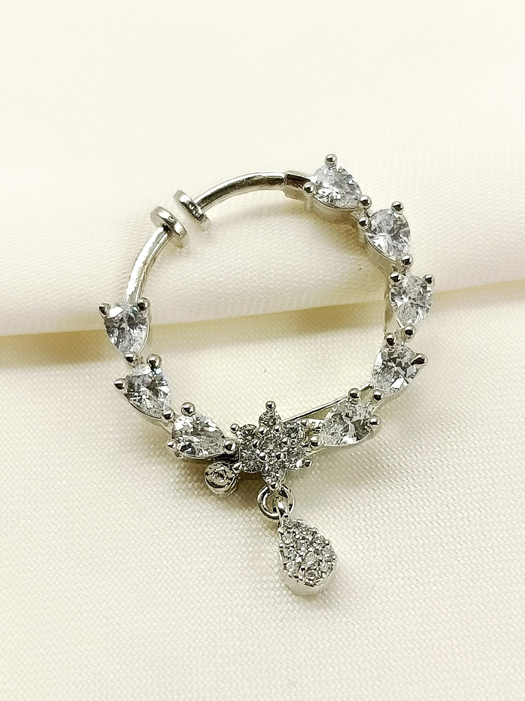 Varuni White American Diamond Nath