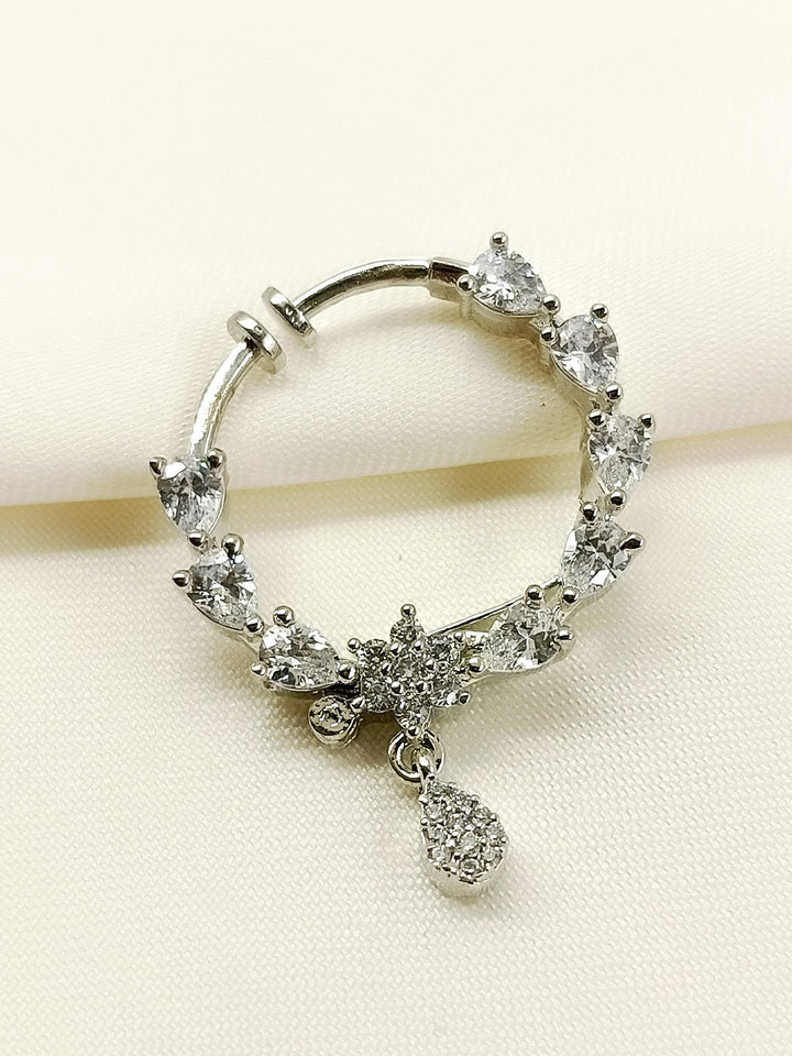 Varuni White American Diamond Nath